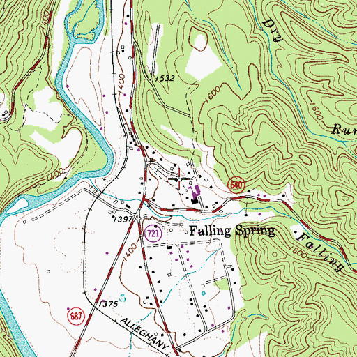 Topographic Map of Falling Spring Presbyterian Church, VA