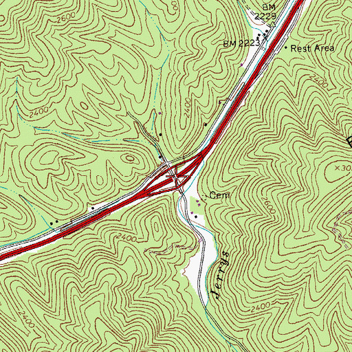 Topographic Map of Interchange 1, VA