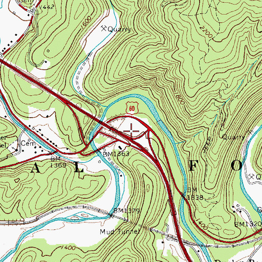 Topographic Map of Interchange 10, VA