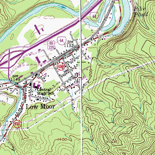Topographic Map of Low Moor Presbyterian Church, VA