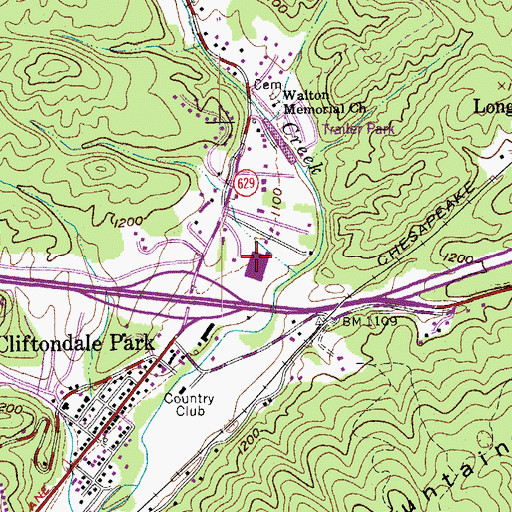 Topographic Map of Oak Hill Shopping Center, VA