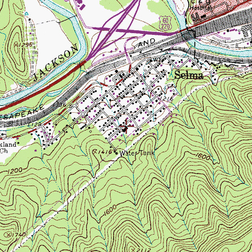 Topographic Map of Selma Public School, VA