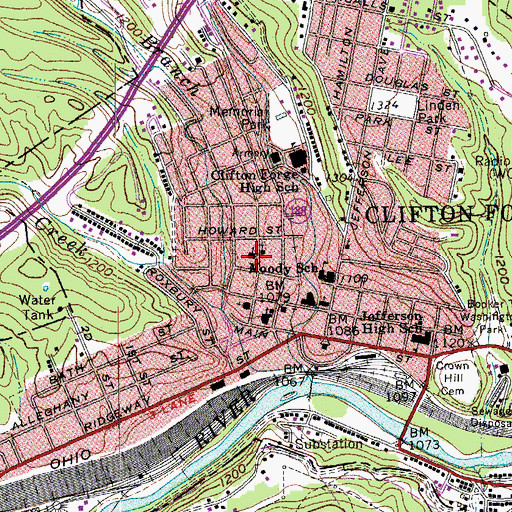 Topographic Map of Clifton Forge Baptist Church, VA