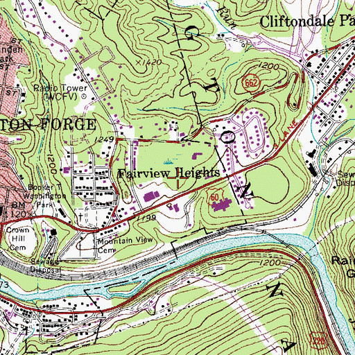 Topographic Map of Clifton Forge Industrial Park, VA