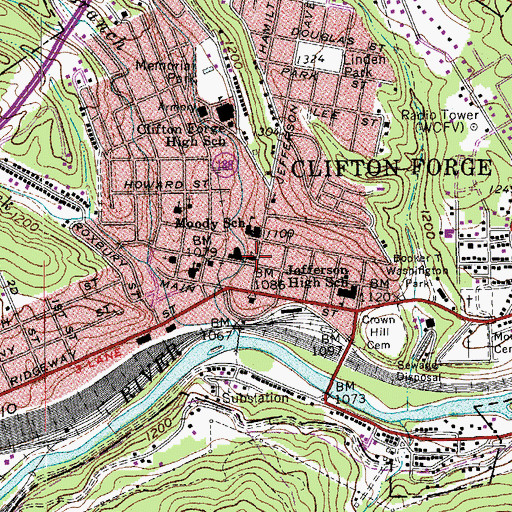 Topographic Map of Clifton Forge Presbyterian Church, VA
