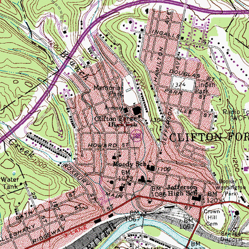 Topographic Map of Clifton Forge Public Library, VA