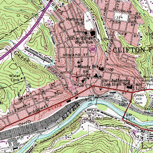 Topographic Map of First Christian Church, VA