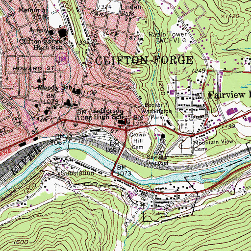 Topographic Map of Main Street Baptist Church, VA