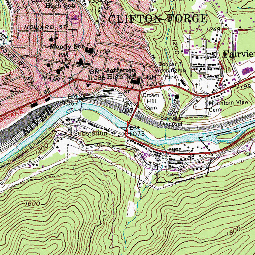 Topographic Map of Robert F Craft Memorial Bridge, VA