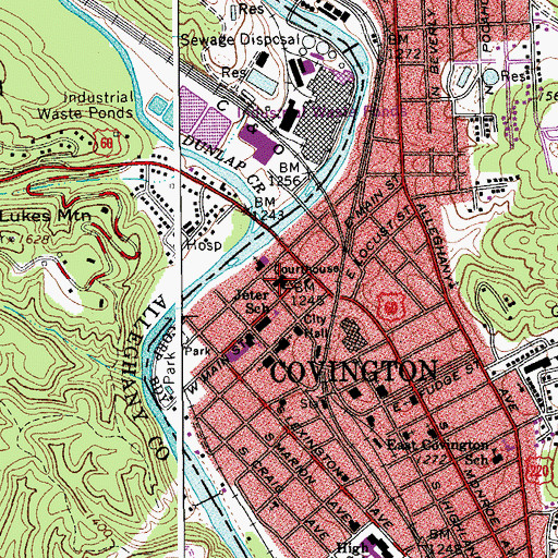 Topographic Map of Alleghany County Jail, VA