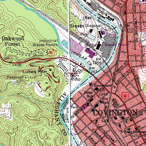 Topographic Map of Alleghany Memorial Hospital, VA