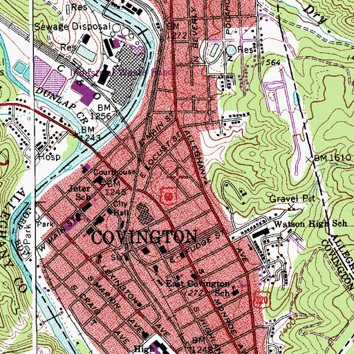 Topographic Map of Calvary Baptist Church, VA