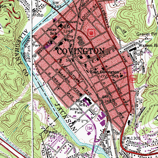 Topographic Map of First Baptist Church, VA