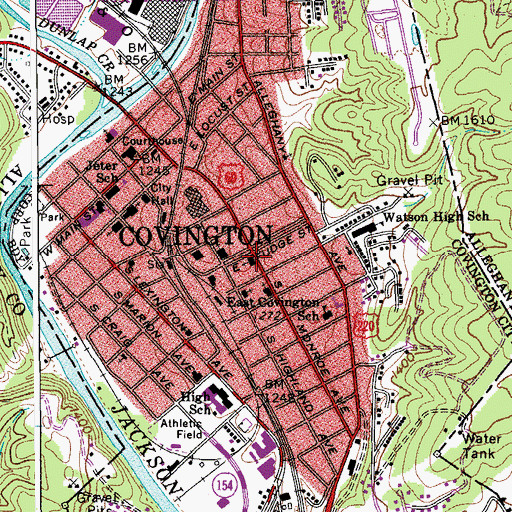 Topographic Map of First Christian Church, VA