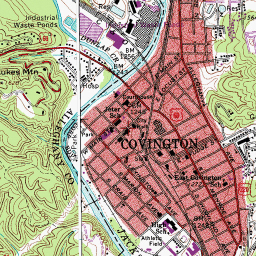 Topographic Map of First Presbyterian Church, VA