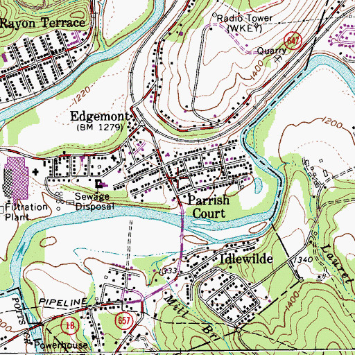 Topographic Map of Parrish Court United Methodist Church, VA