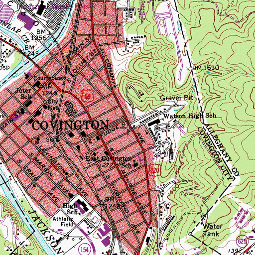 Topographic Map of Pine Street Baptist Church, VA