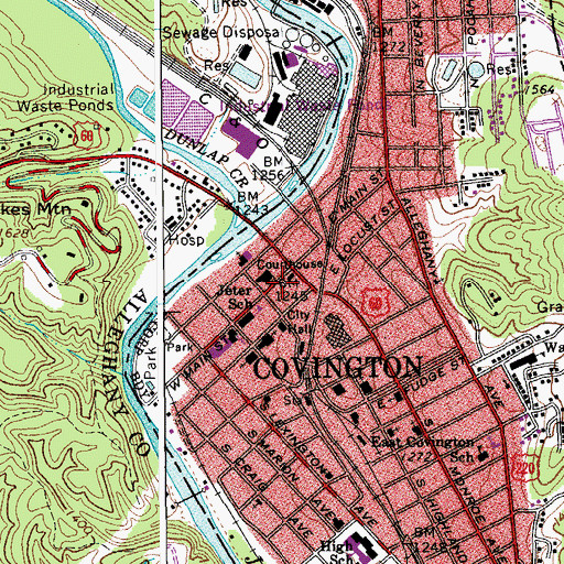 Topographic Map of Sacred Heart Roman Catholic Church, VA