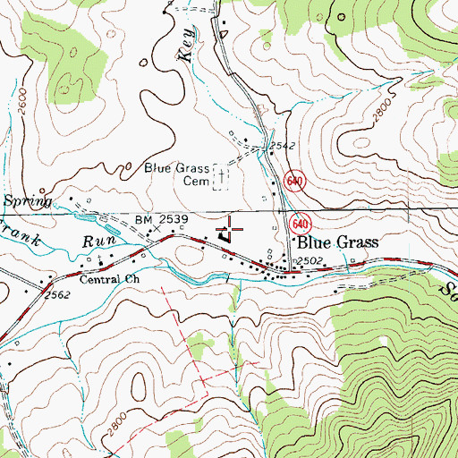 Topographic Map of Blue Grass School (historical), VA
