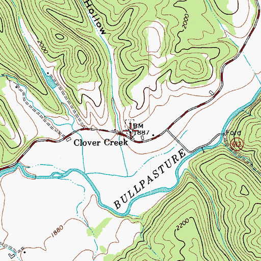 Topographic Map of Clover Creek Presbyterian Church, VA