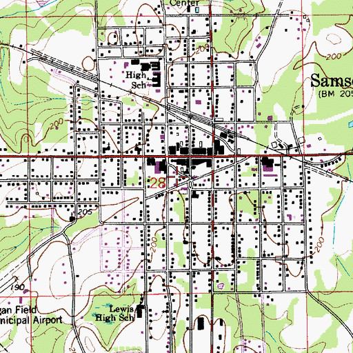 Topographic Map of Samson Post Office, AL