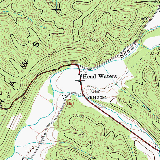 Topographic Map of Headwaters Presbyterian Church, VA
