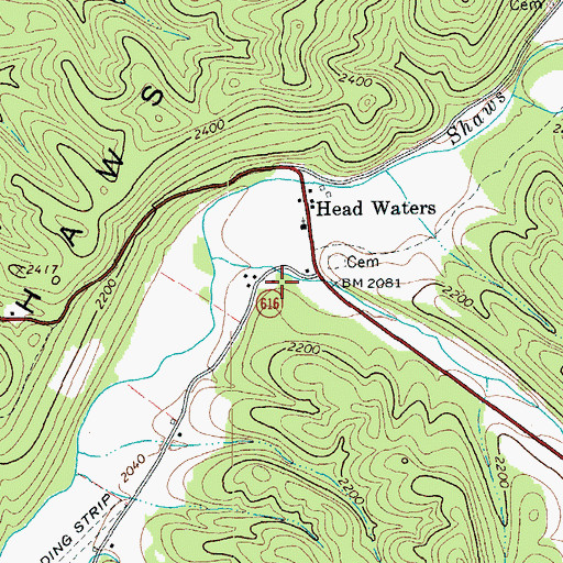 Topographic Map of Headwaters School (historical), VA