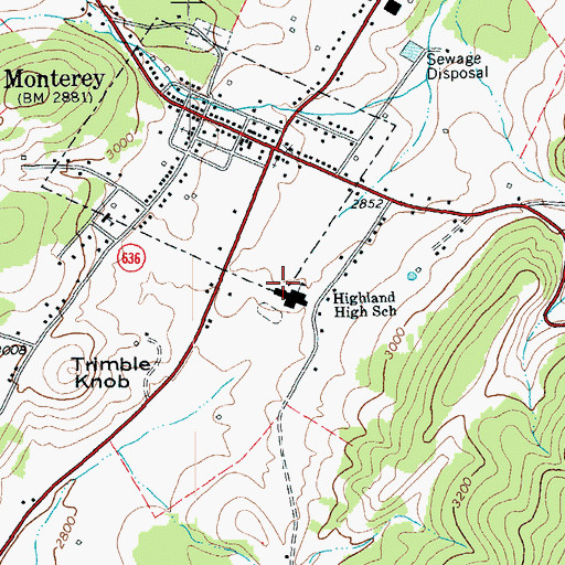 Topographic Map of Highland Elementary School, VA