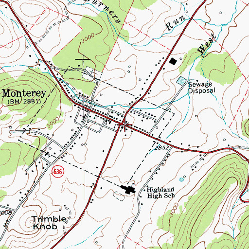 Topographic Map of Monterey Methodist Episcopal Church, VA