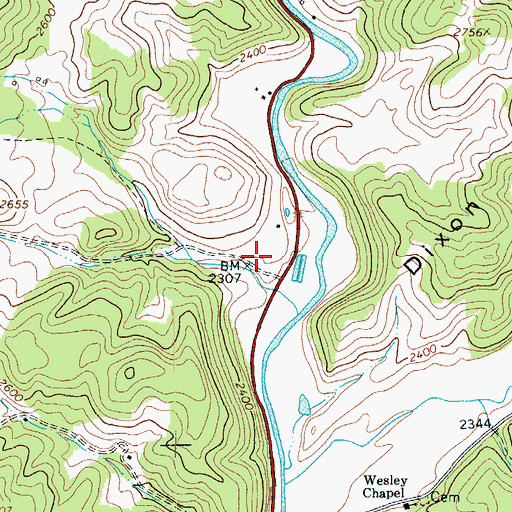 Topographic Map of Woods-Terry School (historical), VA