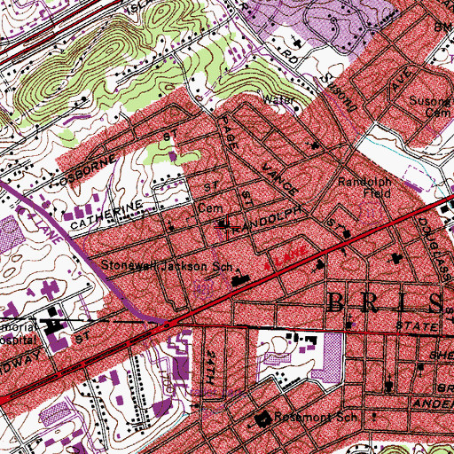 Topographic Map of Bradley Street Baptist Church, VA