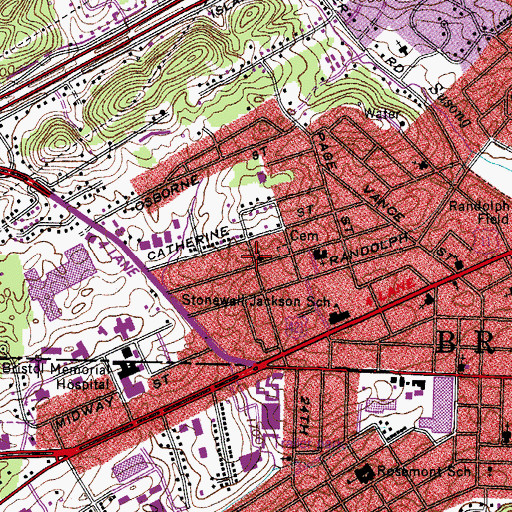 Topographic Map of Bradley Street Methodist Church, VA