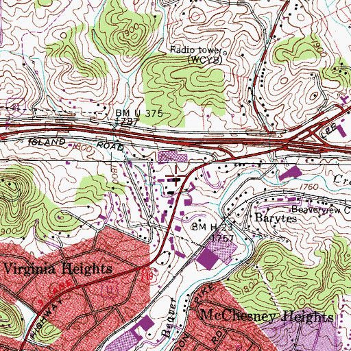 Topographic Map of Bristol Plaza Shopping Center, VA
