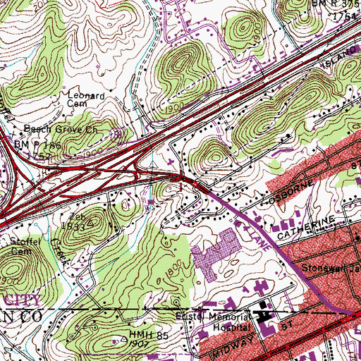 Topographic Map of Cedar Creek School (historical), VA