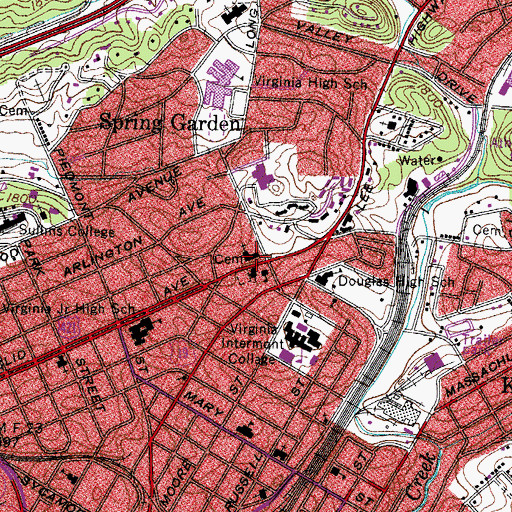 Topographic Map of Central Presbyterian Church, VA