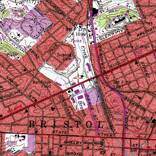 Topographic Map of Euclid Avenue Shopping Center, VA