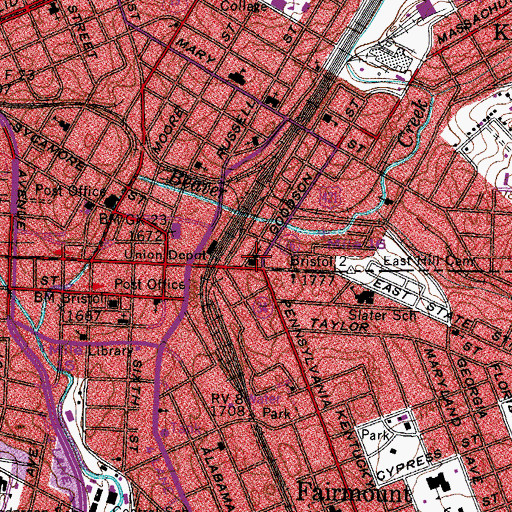 Topographic Map of First Baptist Church, VA