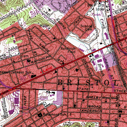 Topographic Map of First Free Will Baptist Church, VA