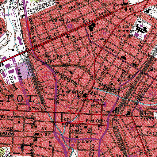 Topographic Map of Fort Shelby Hospital (historical), VA