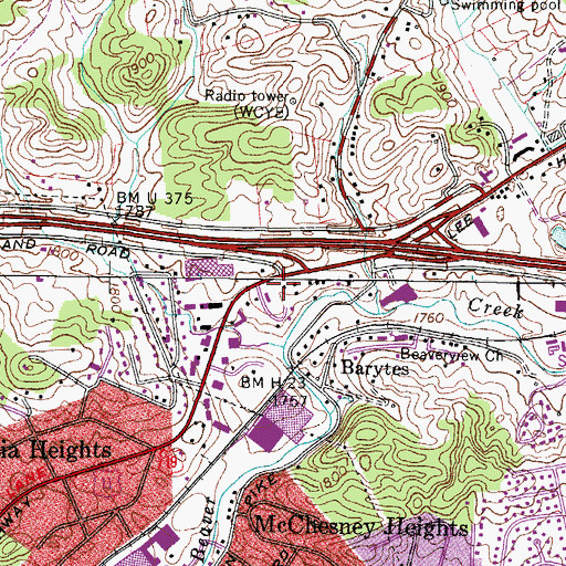 Topographic Map of Giant Plaza Shopping Center, VA