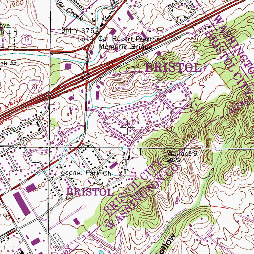 Topographic Map of Hossan Heights, VA