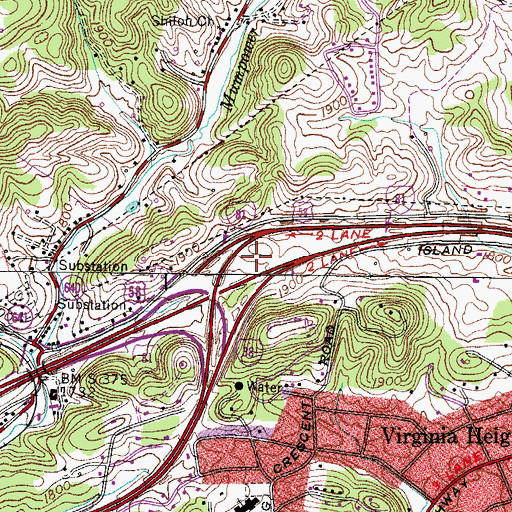 Topographic Map of Interchange 3, VA