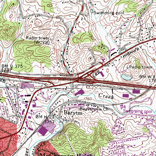 Topographic Map of Interchange 5, VA