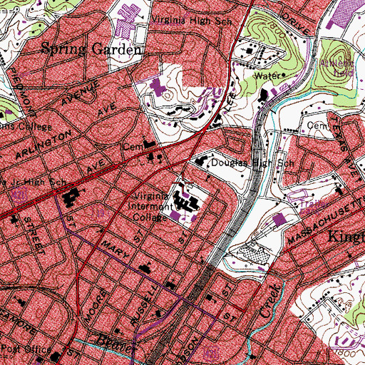 Topographic Map of J F Hicks Memorial Library, VA