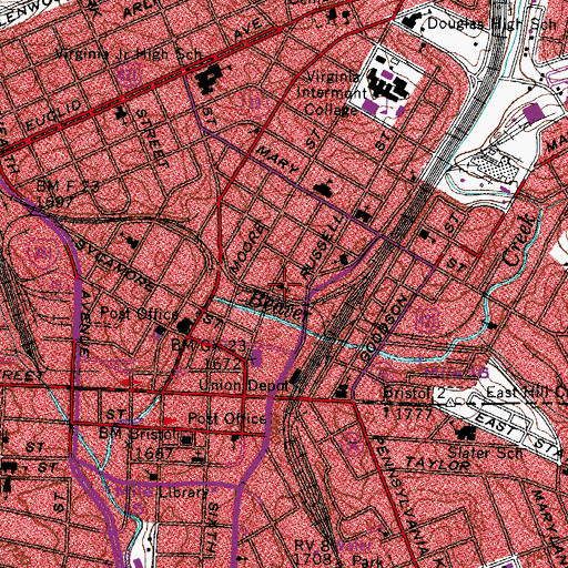 Topographic Map of John Wesley United Methodist Church, VA