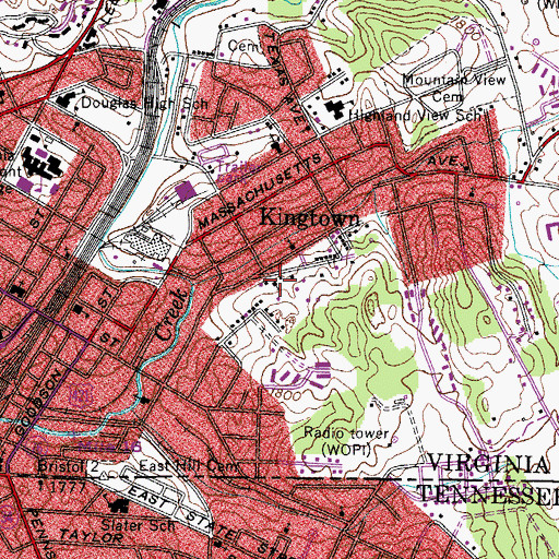 Topographic Map of King Memorial Presbyterian Church, VA