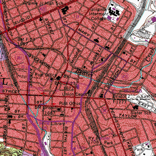 Topographic Map of Lee Street Baptist Church, VA