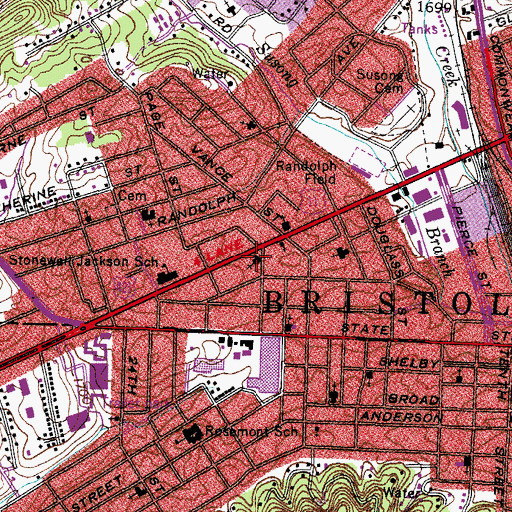 Topographic Map of McIver Memorial Presbyterian Church, VA