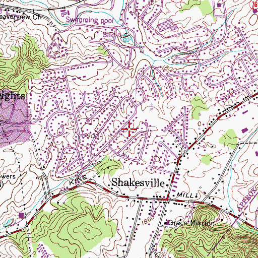 Topographic Map of Meadow Crest, VA