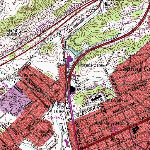 Topographic Map of North Bristol Baptist Church, VA